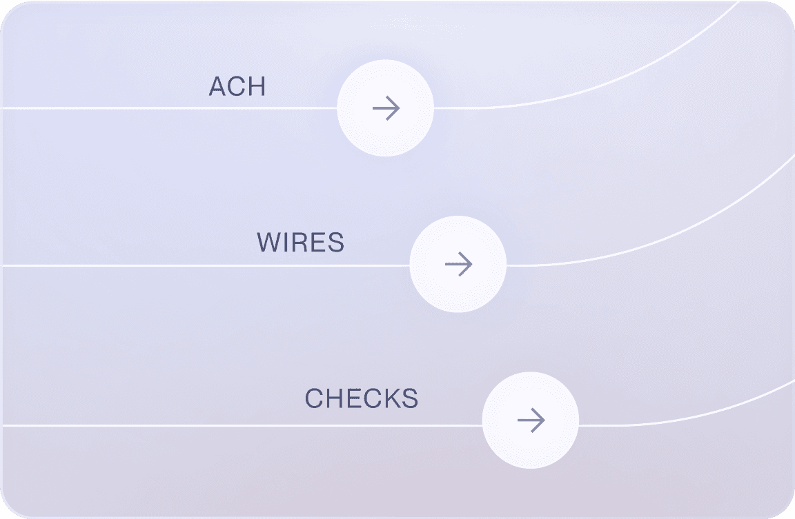 ACH, wire, and check payment options